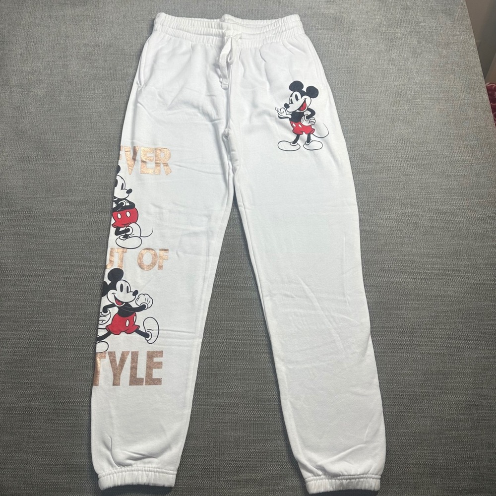 Disney Mickey Mouse Joggers Womens Medium White Never Out Of Style